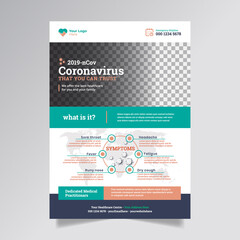 Health Care Flyer Template Design, coronavirus flyer design, Fight For Corona and presentation vector illustration