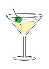 Cocktail with martini. Vector