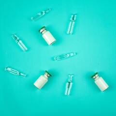 Naklejka premium medical instruments for vaccination against virus diseases in epidemics and pandemics, syringe with vaccine