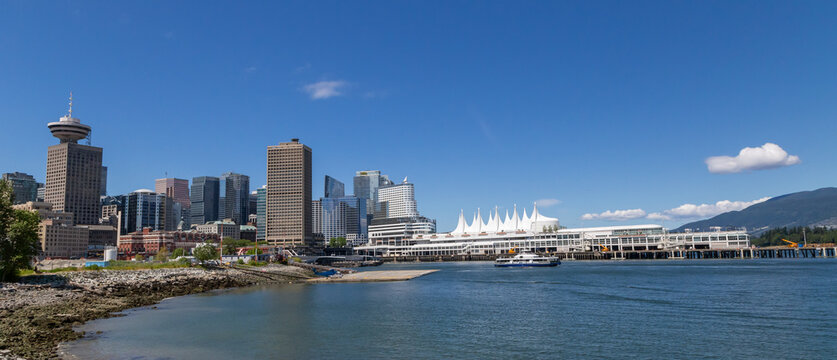 Vancouver Skyline - View of the Canadian city of from a downtown beach on sunny summer day