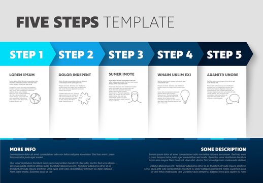 Five Step Infographic Layout with Blue Accents