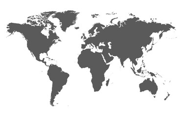 Highly detailed flat gray vector world map isolated on the white background. Template for web site, iconographics. 