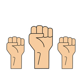 clenched fists held in protest vector illustration. art freedom. Strike and protest concept. 