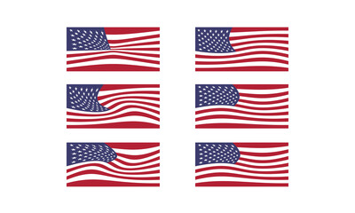 American Set of  flag. Icon. Print. Vector illustration. Isolated on white background