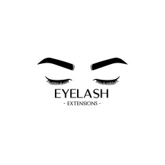 Black eyelash extension icon on a white background. Logo for makeup services.