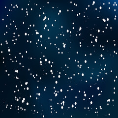 Snowfall in the blue sky