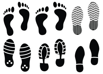 collection of black & white footprint silhouette 