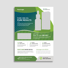 Hemp Product Flyer, Corporate business report cover, brochure, or flyer design. Leaflet presentation. round shapes background. Health poster magazine, layout, template. A4.