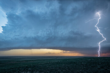 Dramatic Lightning Storm on the Great Plains During Springtime