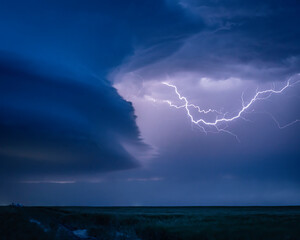 Dramatic Lightning Storm on the Great Plains During Springtime