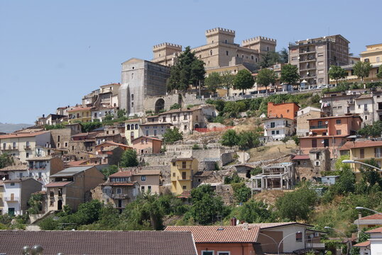 celano city in italy with castle