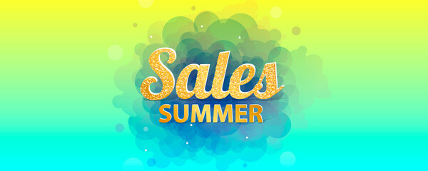 Summer golden sale banner with exotic design for banner, flyer, invitation, gold poster, web site or greeting card. Abstract style, vector illustration