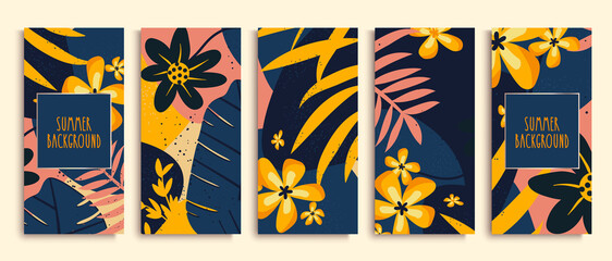 Collection of summer background designs for social media banner. Vector illustration