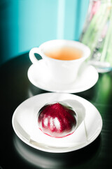 Obraz na płótnie Canvas raspberry mousse cake on the table