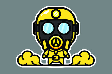 Cute researcher character with sticker style