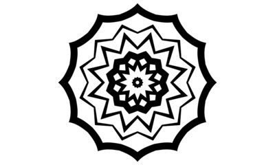 Black mandala icon on white background