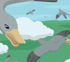 Wild Geese Migrating Cartoon