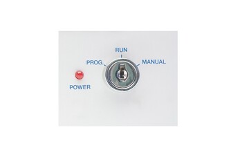 A panel of a key selector of a control power three selection with a Program Run and Manual.