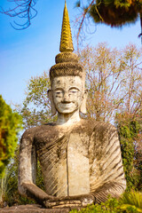 Obraz premium A beautiful view of statues in Buddha Park at Nong Khai, Thailand.