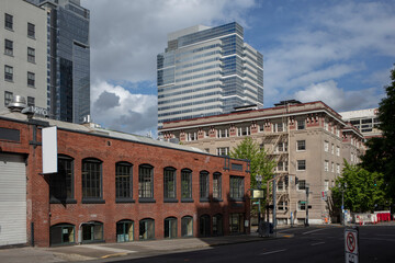 Portland cityscape and historical buildings