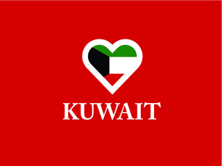 Kuwait heart love symbol flag country