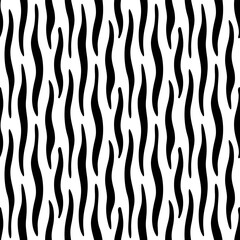 Black vertical stripes isolated on white background. Zebra seamless pattern. Hand drawn vector graphic illustration. Texture.