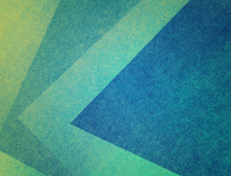 Abstract blue green background design with geometric angles and triangles in blue and yellow texture, modern business or graphic art pattern