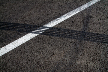 Fototapeta premium Stands on the road from emergency braking