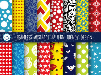 Set Colorful pattern collection of abstract seamless