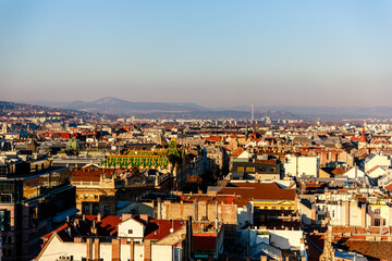 Fototapeta na wymiar Panoramic view from one church tower in Budapest