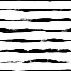 Golvende grunge lijnen vector naadloze patroon. Horizontale penseelstreken, rechte strepen of lijnen.