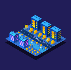 The night smart city 3D future neon ultraviolet