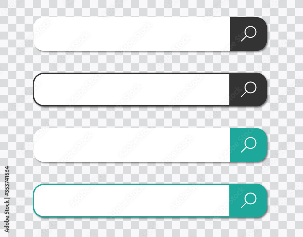 Poster search bar for ui, design and web site. search address and navigation bar icon with realistic shadow