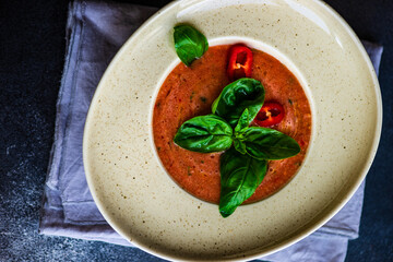 Traditional spanish soup gazpacho