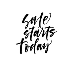 Sale starts today phrase. Modern vector brush calligraphy. Ink illustration with hand-drawn lettering. 