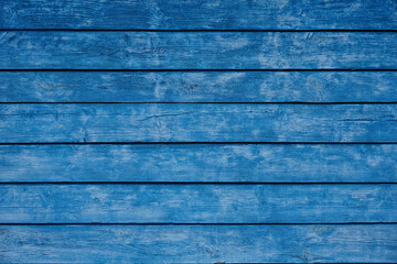 Old blue painted wooden plank