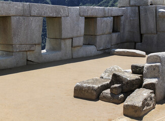 old stone wall Machu Picchu