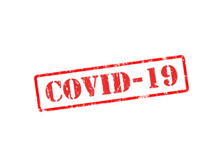 Red rubber stamp Covid-19 symbol of virus crysis