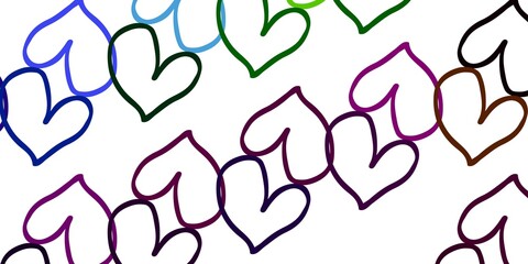 Light Multicolor vector backdrop with sweet hearts.