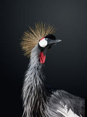 Crowned Crane looking surprised isolated background