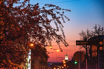 Naklejka premium sunset in the city