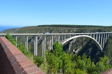 Fototapeta na wymiar Bloukrans bunjee jumping bridge is an arch bridge located near Nature's Valley and Knysna in Garden route in western cape South Africa