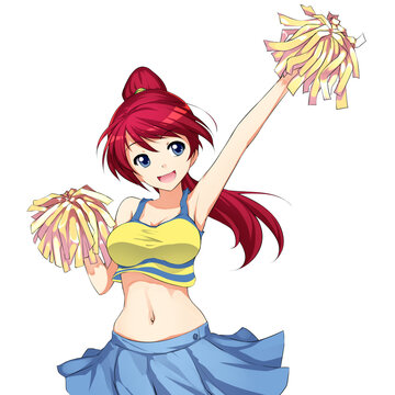 Cute happy anime cheerleader