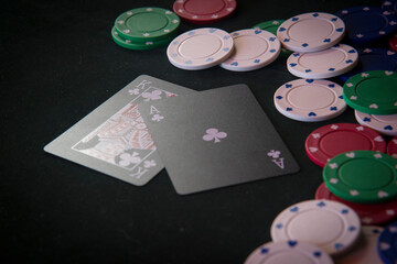 casino chips and cards