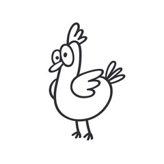 Rooster illustration. Cock cartoon illustration. Cock icon. Cartoon style. Rooster cartoon icon. Cartoon bird. Vector illustration.