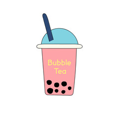 Bubble or pearl milk tea or boba flat vector color icon for food apps and websites