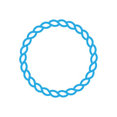 Round marine rope frame for photo or text. Vintage framework isolated on white background. Twisted rope circle border for decoration. Rope Frame simple monochrome icon. Vector illustration. EPS 10.