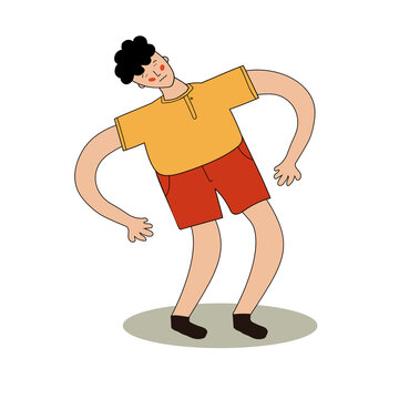 Adult man with painful face expression with fainting. Heat strope symptoms concept. Flat male character worker manager with health problem. Vector illustration.