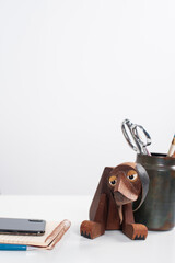 Vintage 1960's Office with Wood Dog Figure