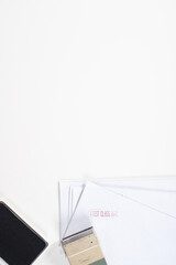 Vintage Office Dated Envelope Flat Lay